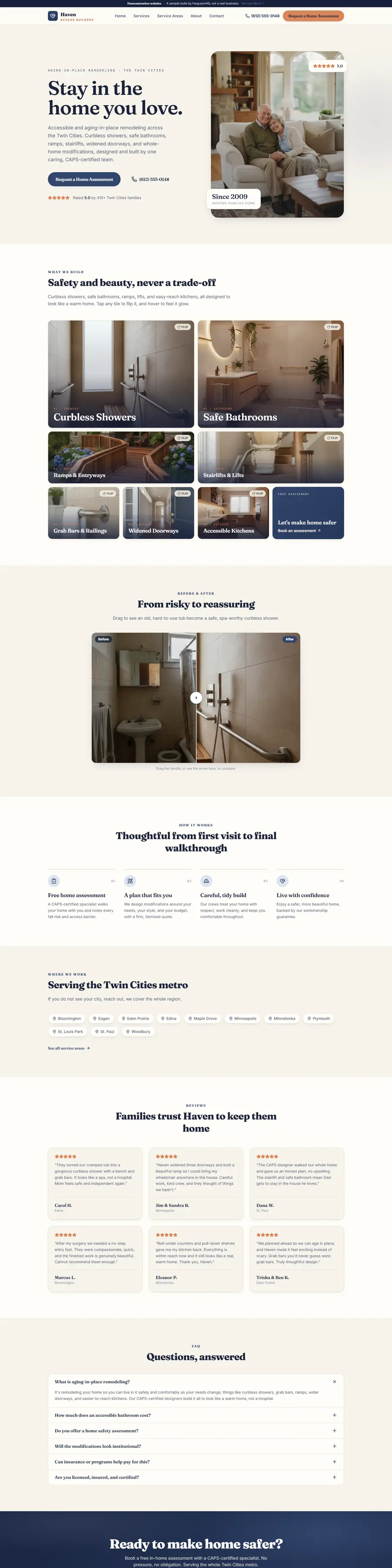 Haven Access Builders aging-in-place remodeling website