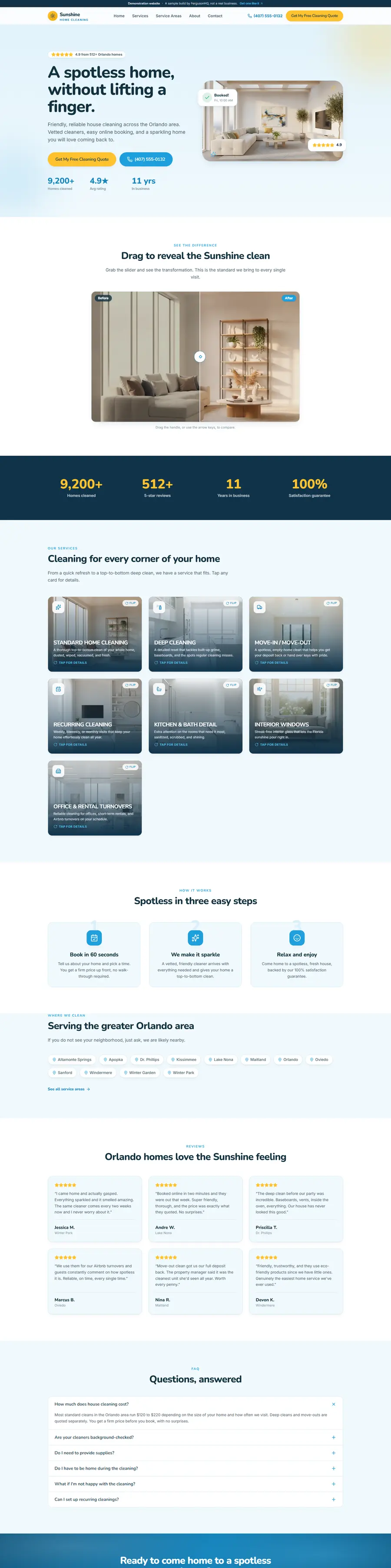 Sunshine Home Cleaning house cleaning website