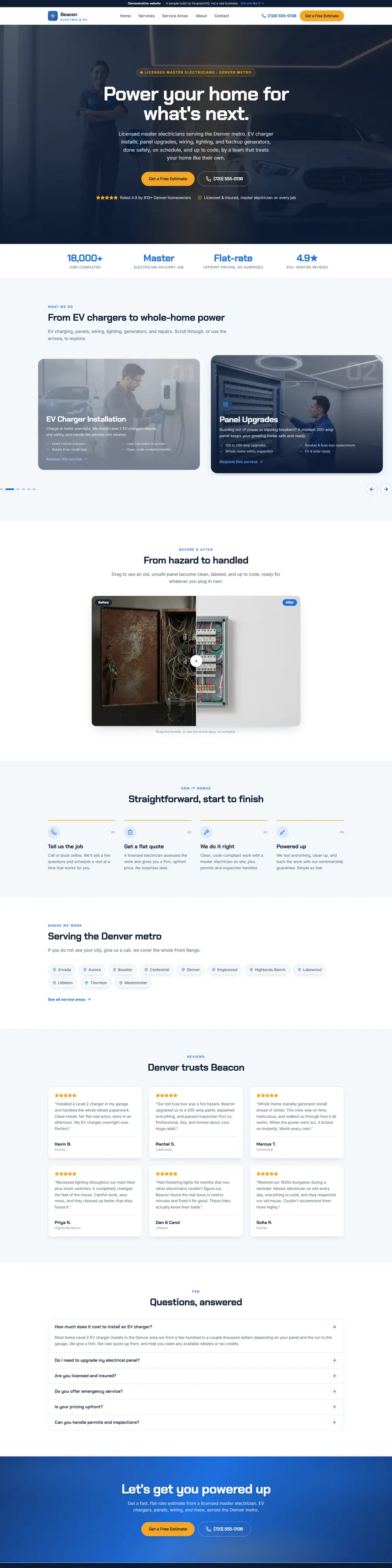 Beacon Electric & EV electrician website