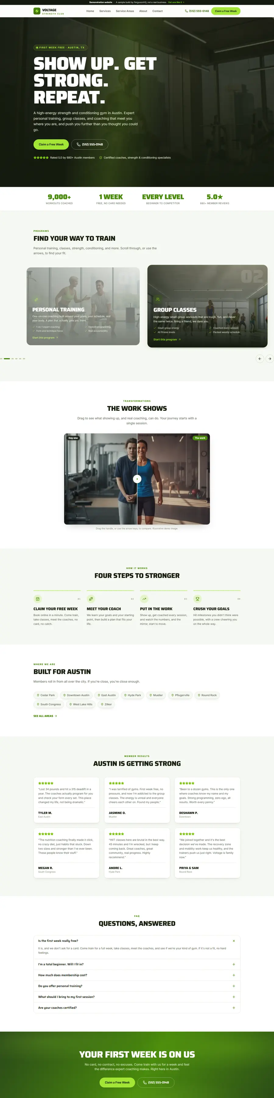 Voltage Strength Club gym & personal training website