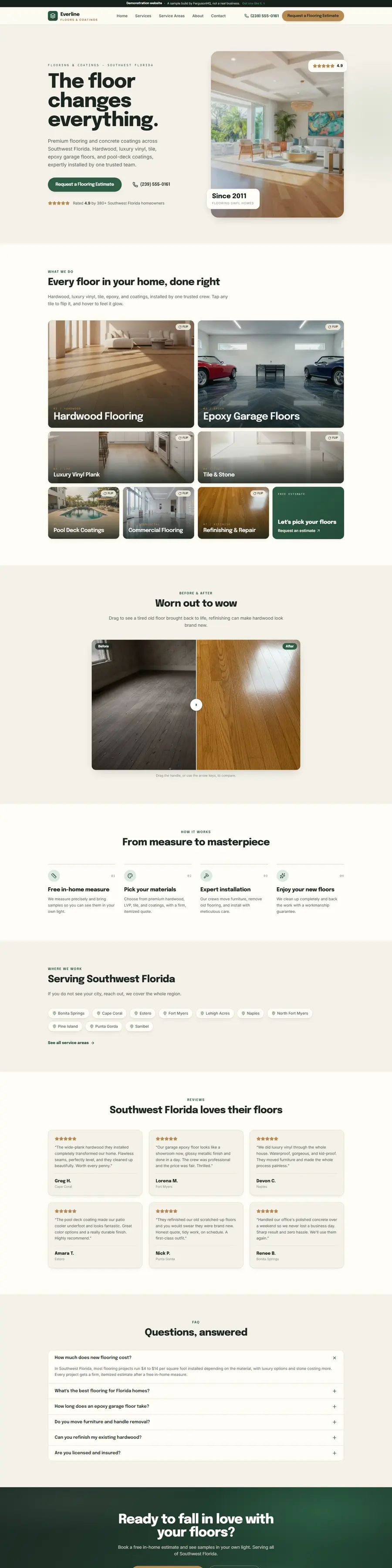Everline Floors & Coatings flooring website