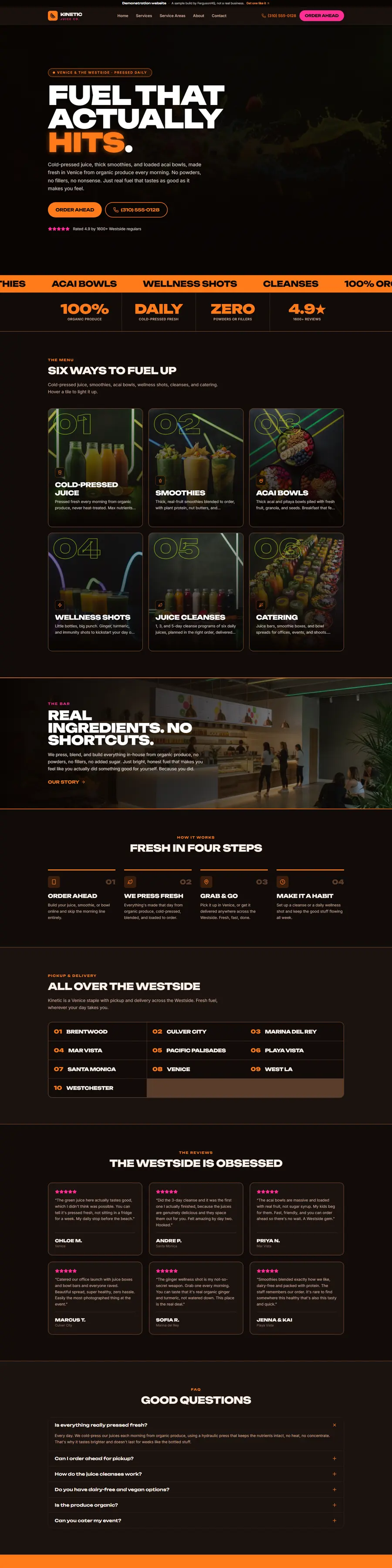Kinetic Juice Co. juice & smoothie bar website