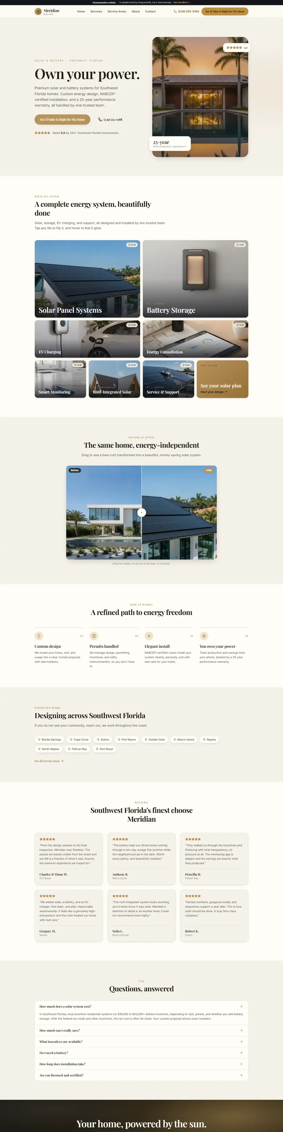 Meridian Solar solar website
