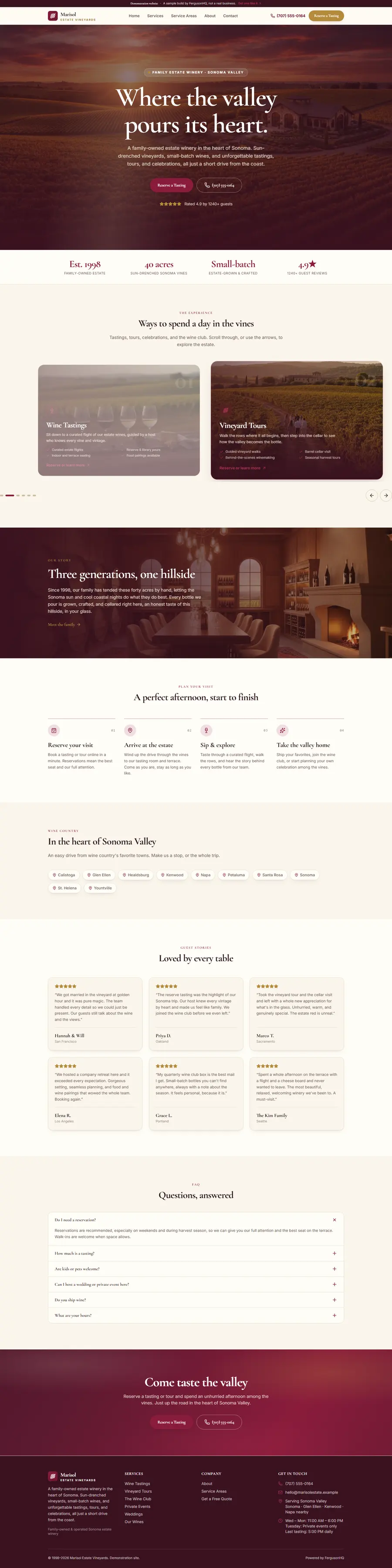 Marisol Estate Vineyards winery & tasting room website