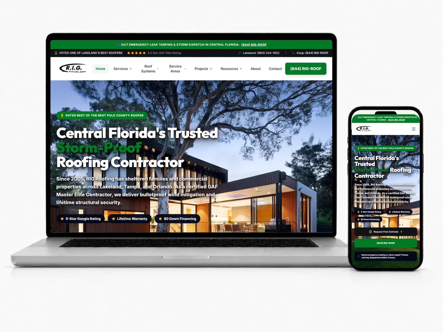 RIG Roofing, roofing contractor website