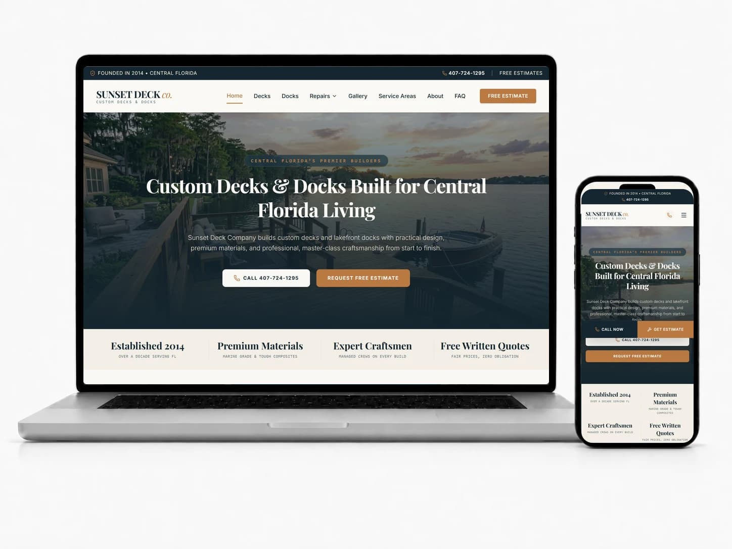 Sunset Decks website