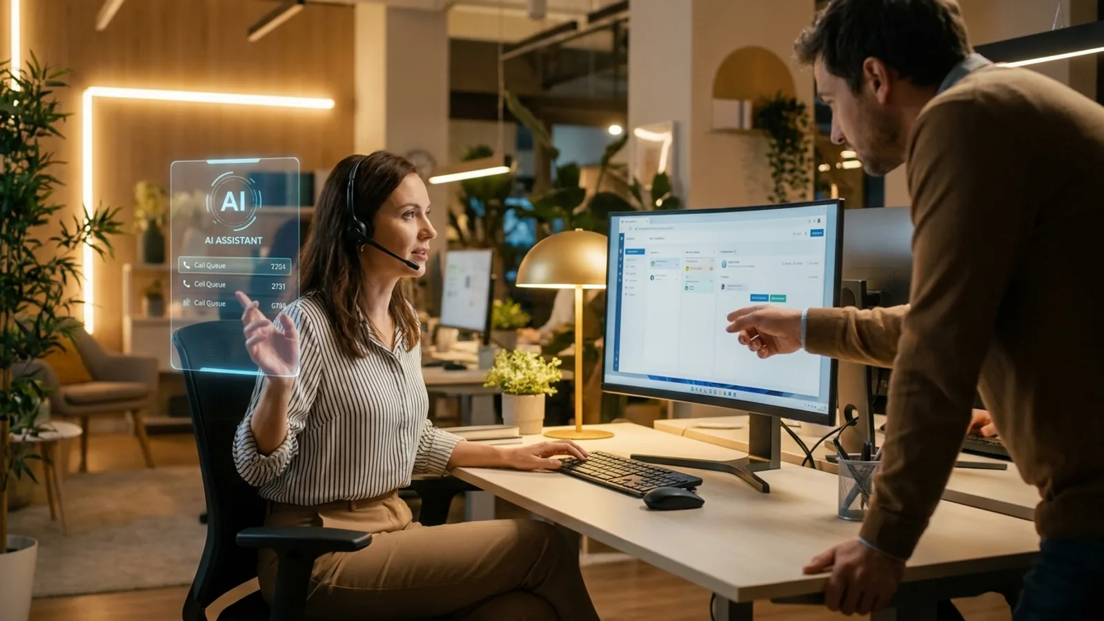 An AI receptionist and a team working together to cover every call