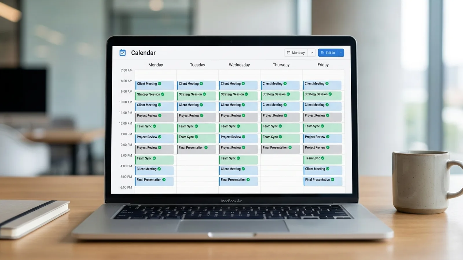 A clean schedule with confirmed appointments and no gaps