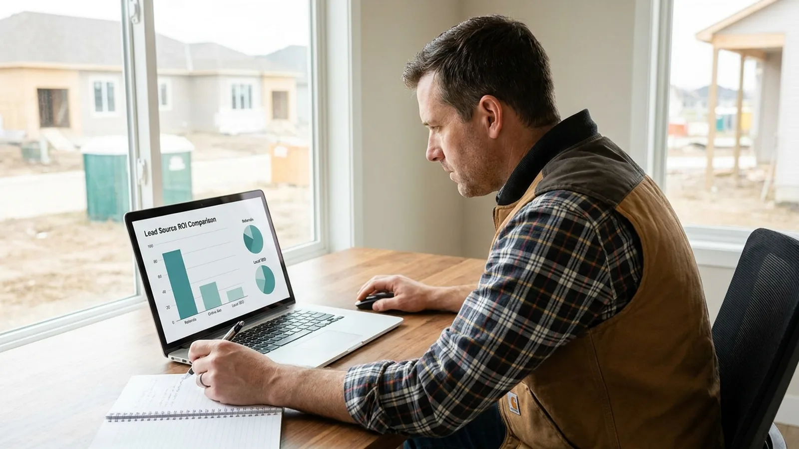 A contractor comparing the ROI of different lead sources