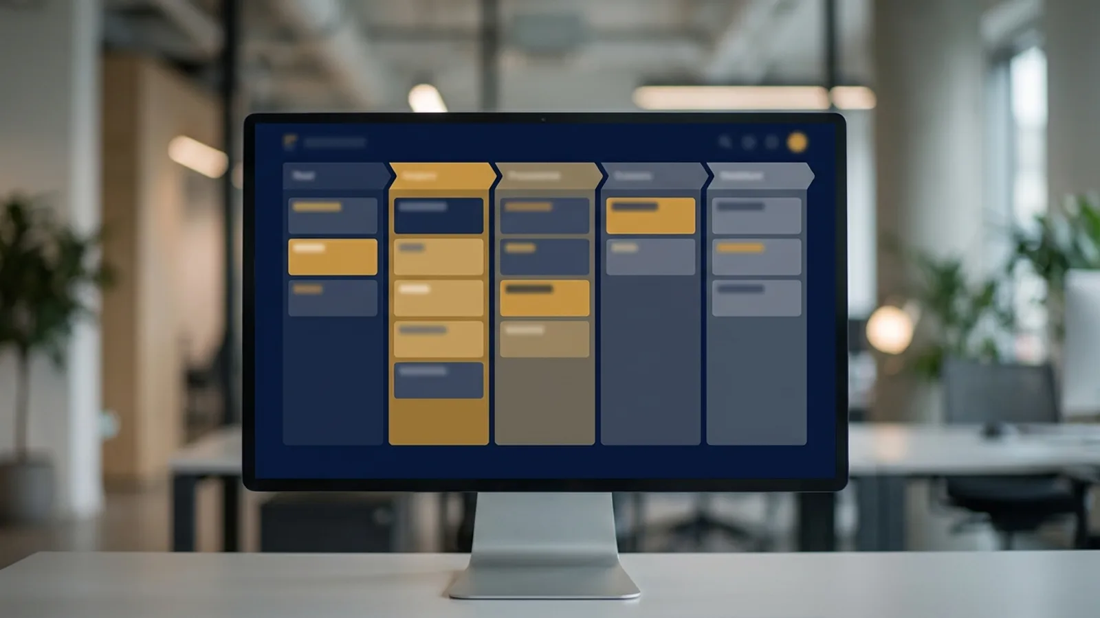 CRM pipeline board organizing customer cards through stages