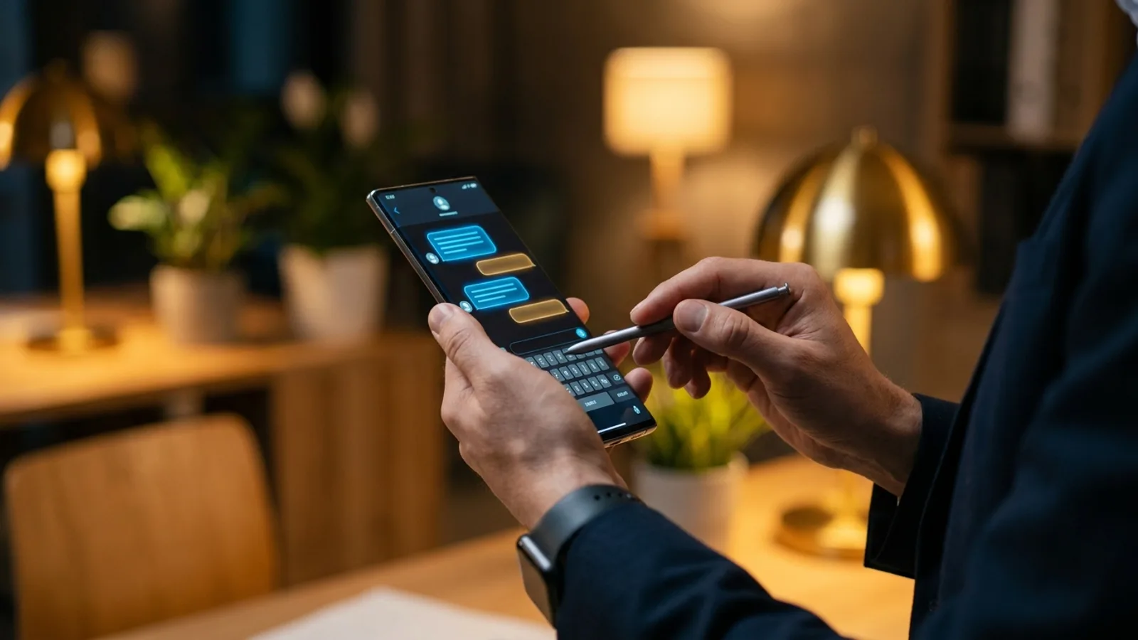 Business owner replying to a customer from a mobile CRM app