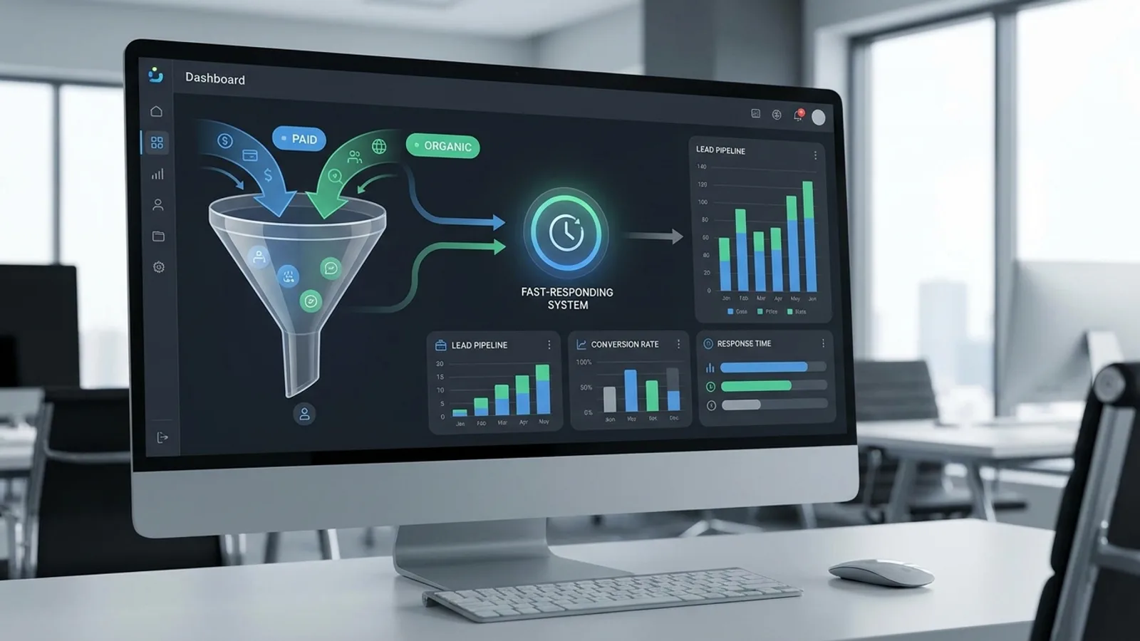 Paid and organic leads flowing into a fast-responding system