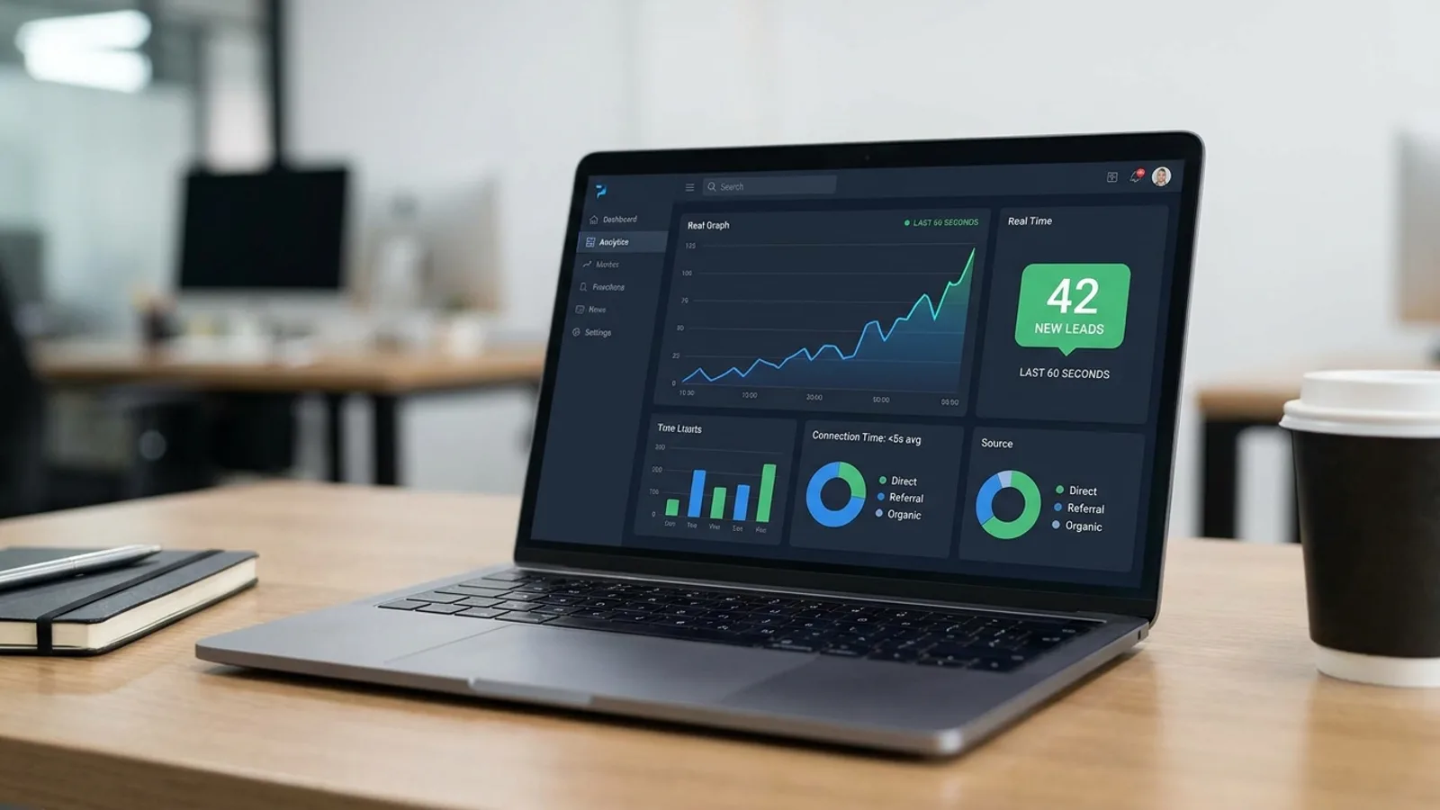 A dashboard showing leads connected within seconds of submitting