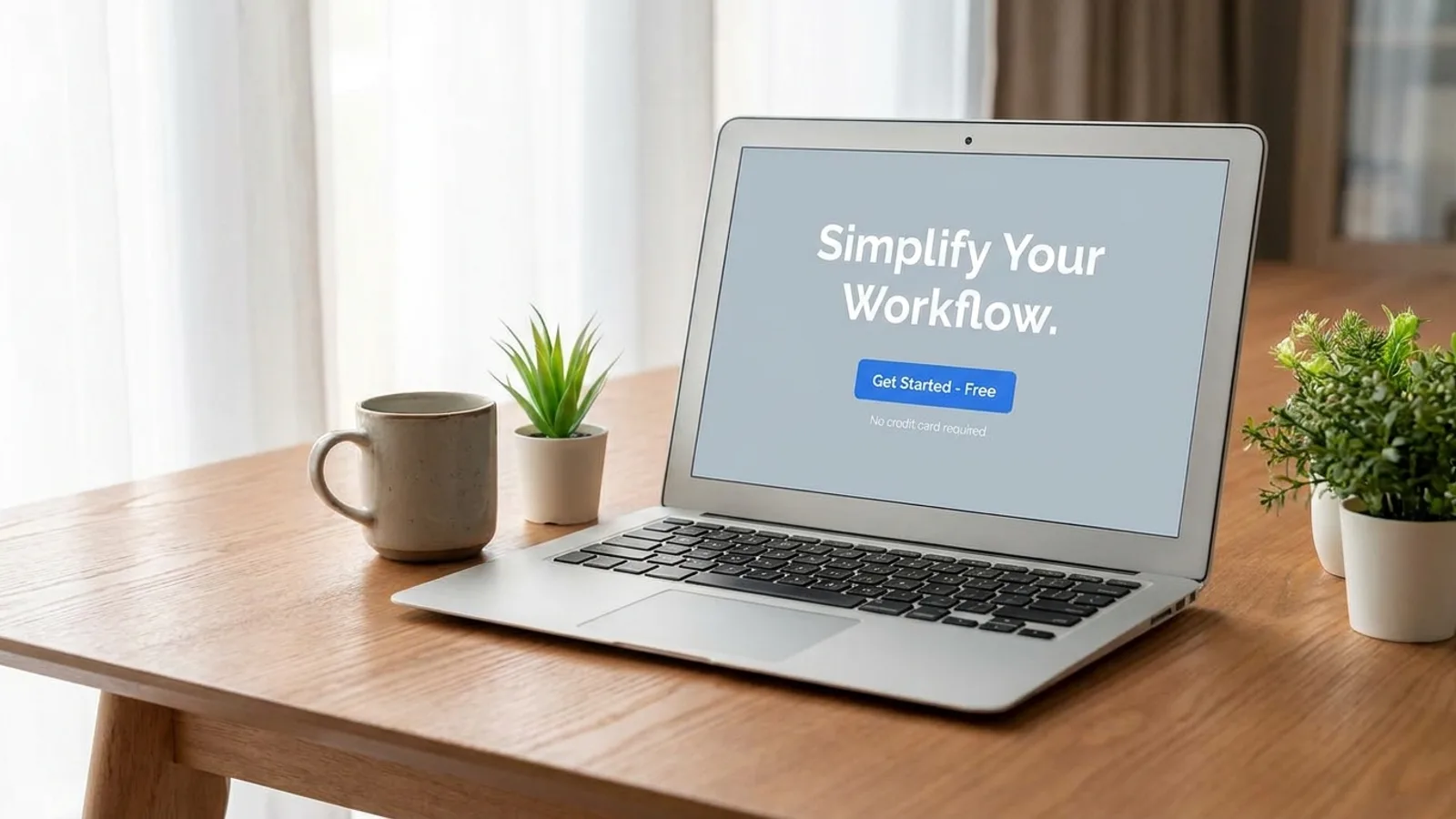 A focused single-purpose landing page on a laptop