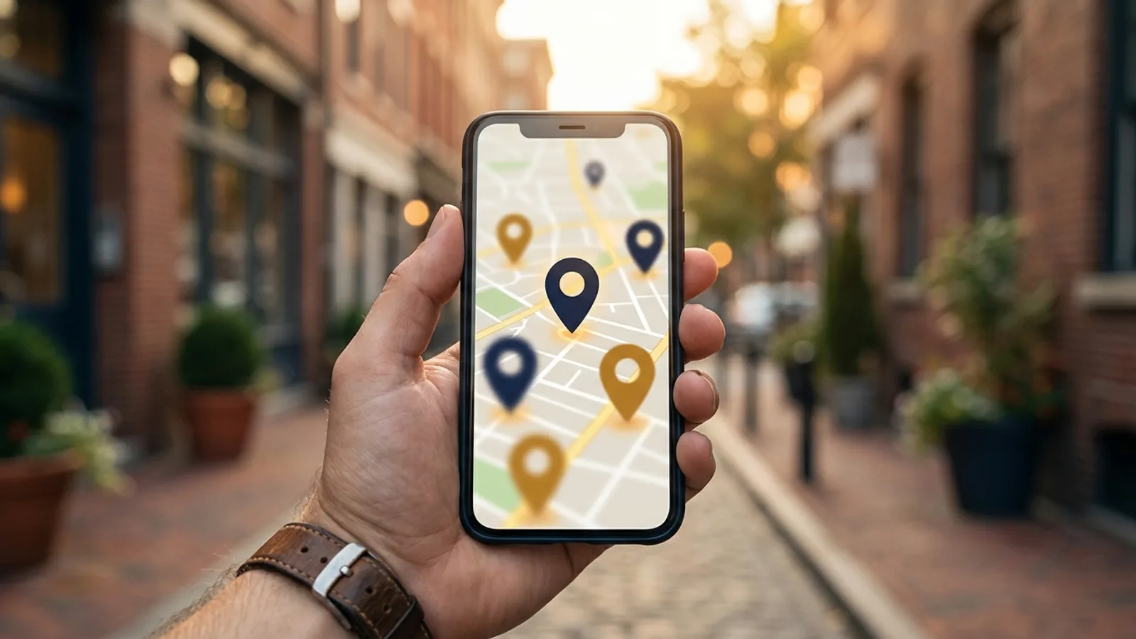 A smartphone showing local map results for a nearby contractor