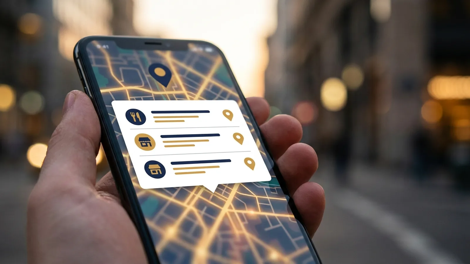 The Google Map Pack of three local businesses on a phone screen