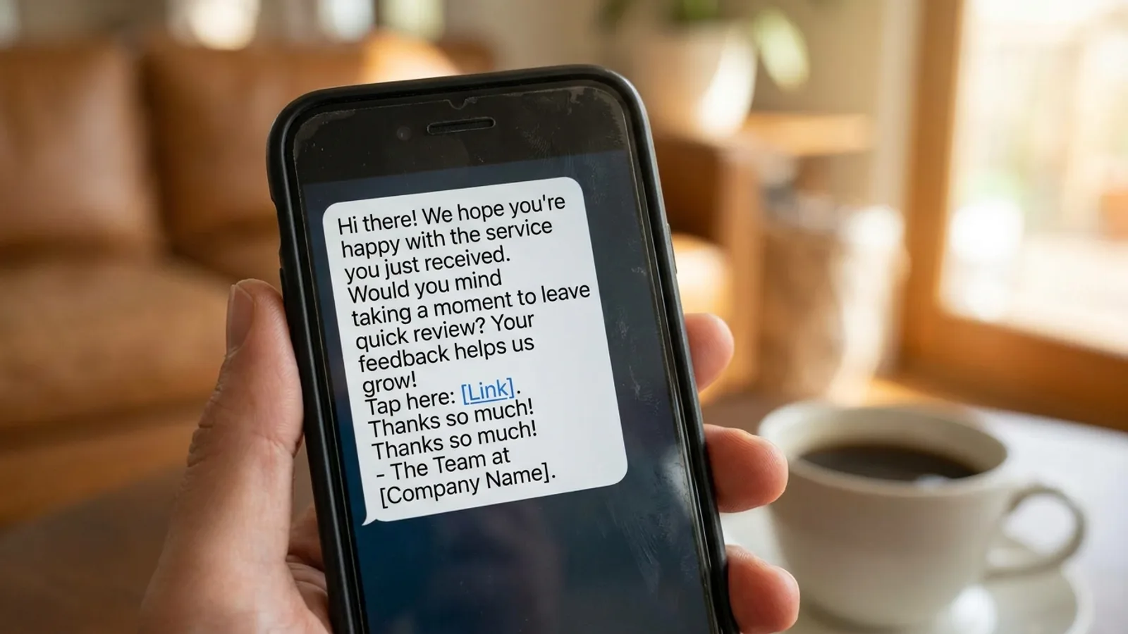 An automated review request sent right after a completed job