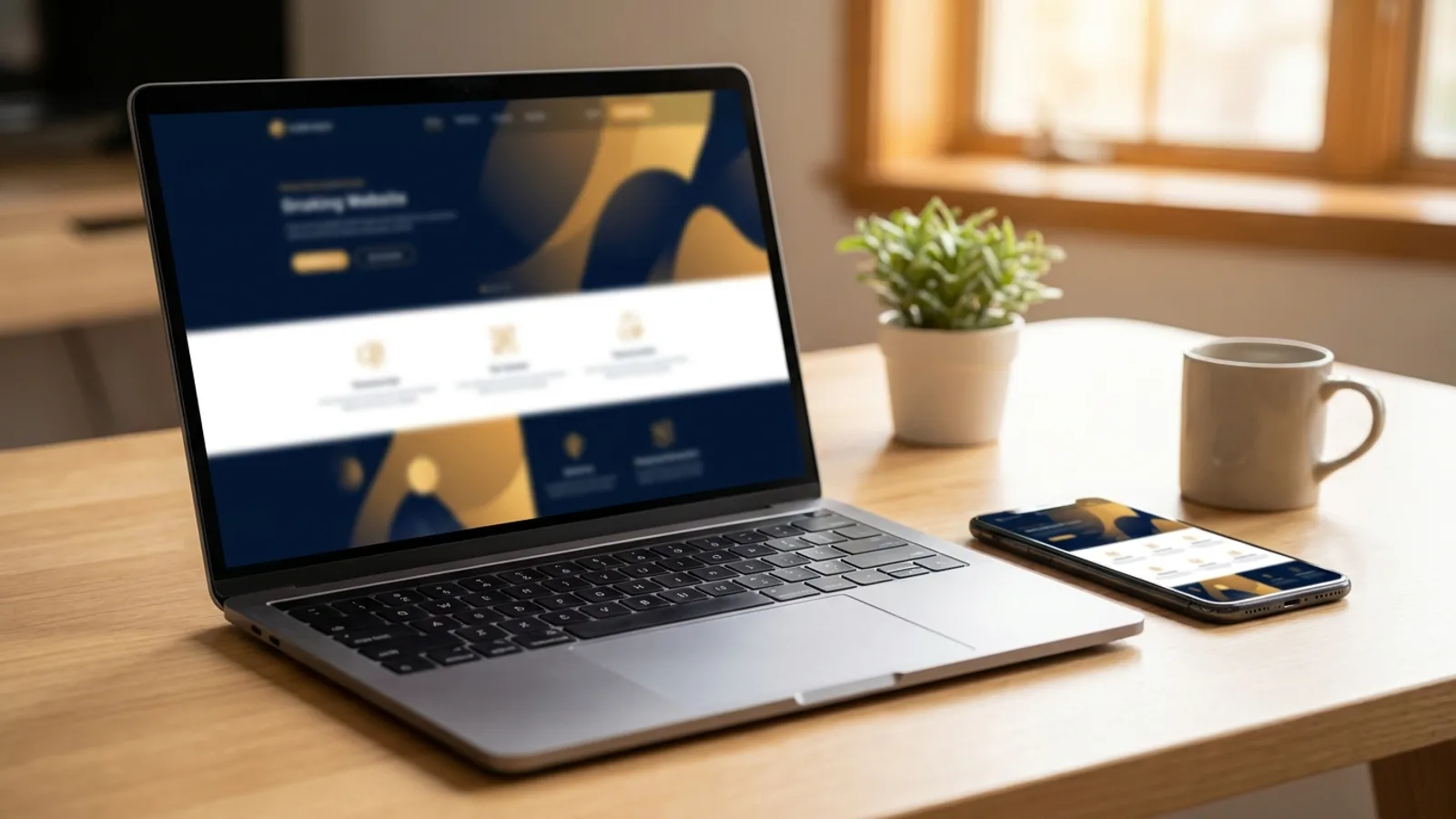 Fast, modern service business website on a laptop and phone