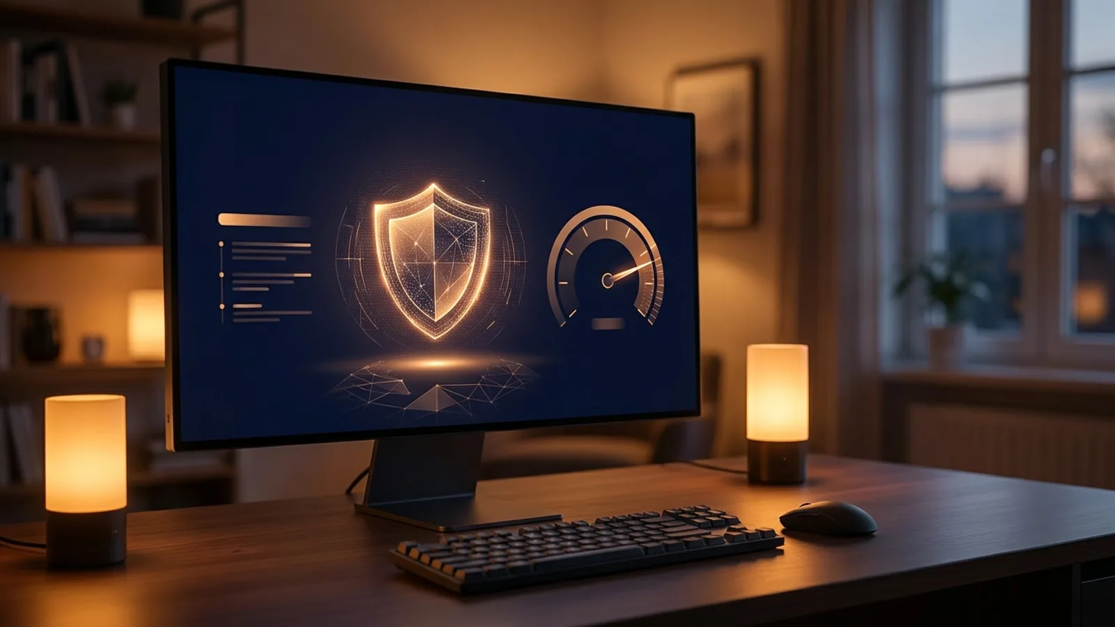 A secure, fast website hosting and maintenance concept on a monitor