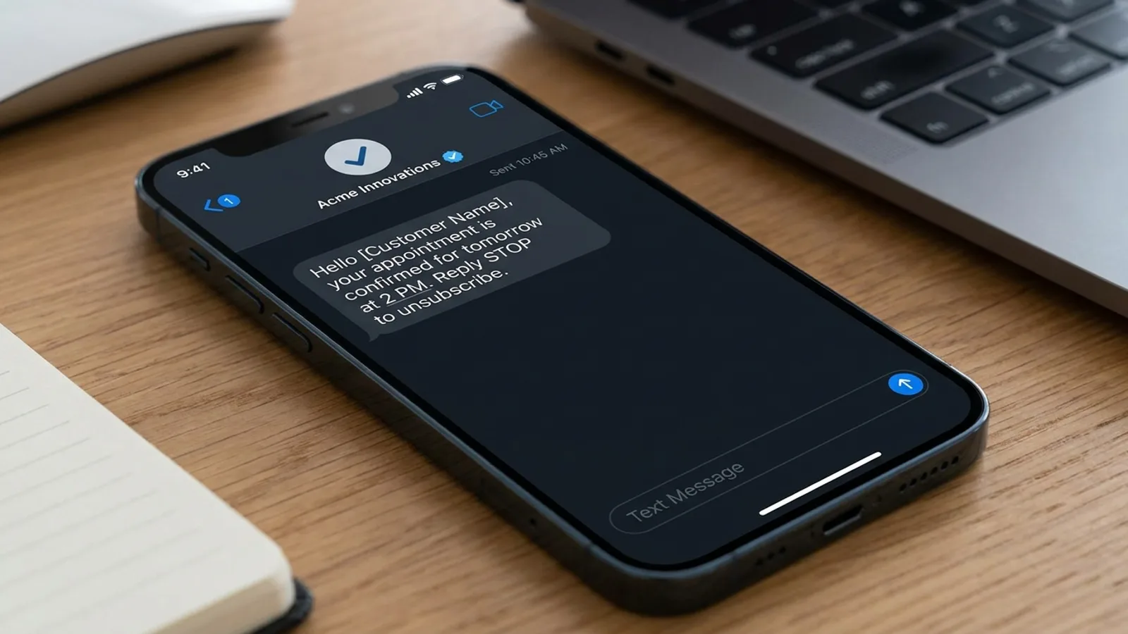 A compliant text with clear sender identity and an easy opt-out
