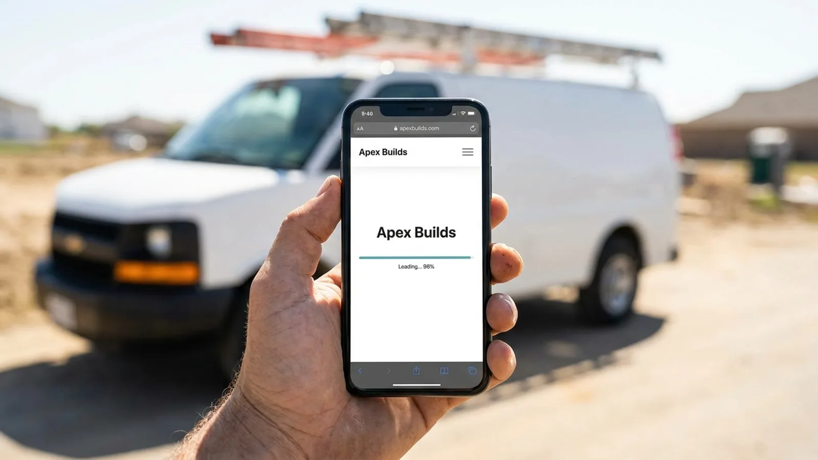 A contractor website loading quickly on a smartphone