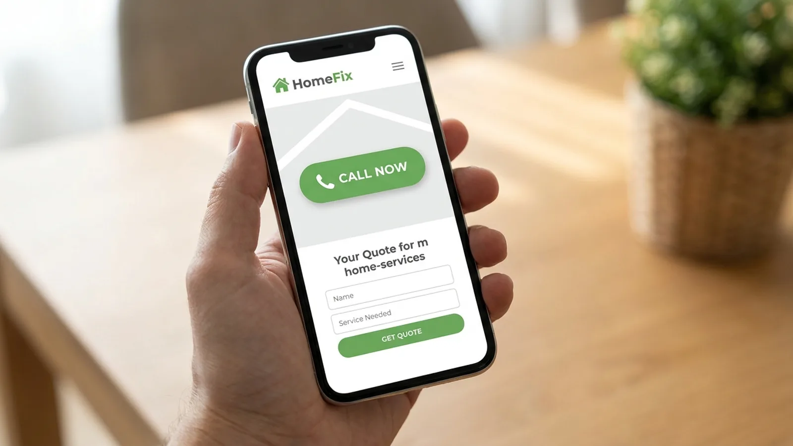 A clear click-to-call button and short quote form on a contractor site
