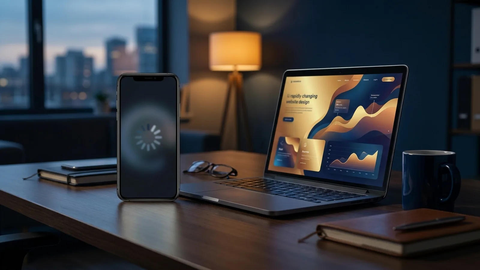 A slow website loading on a phone versus a fast one on a laptop